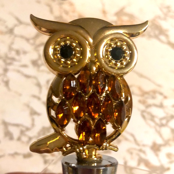 🔴 JEWELED OWL STAINLESS STEEL WINE STOPPER NEW IN BOX - Picture 1 of 6